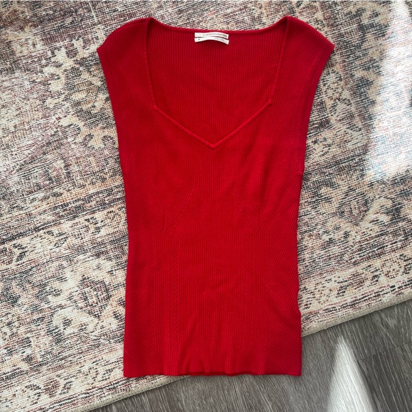 Anthropologie Ribbed Sweetheart Neck Blouse - Picture 2 of 6